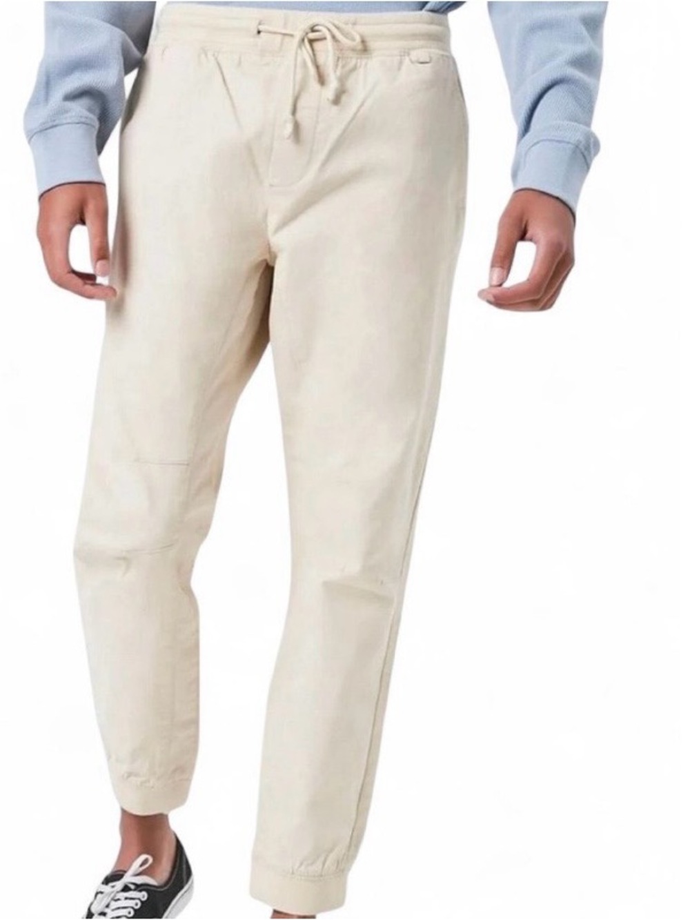 Forever 21 Men's Khaki Cream Twill Drawstring Joggers Beige Casual Pants Size S
